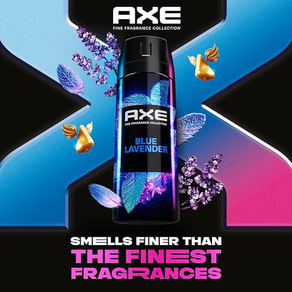 AXE Fine Fragrance Collection Premium Deodorant Body Spray for Men Blue Lavender 3 Count with 72H Odor Protection and Freshness Infused with Lavender, Mint, and Amber Essential Oils 4 oz