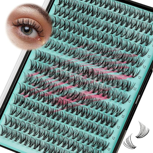 Lash Clusters Wispy 280PCS Eyelash Extension 30D Cluster Lashes Individual Lashes DIY Lash Extension Natural Look Cluster Eyelash Extensions Soft False Eyelashes at Home for Beginners(12mm)