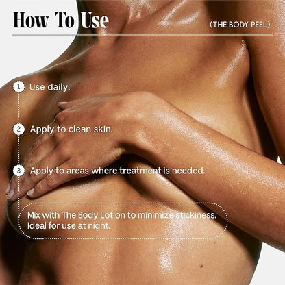 Nécessaire The Body Peel. Resurfacing Serum for KP, Ingrowns, Strawberry Skin and Discoloration. 10% AHA, 1% BHA, 1% PHA, Peeling Peptide. Dermatologist-Tested. Hypoallergenic. Non-Comedogenic. 150ml