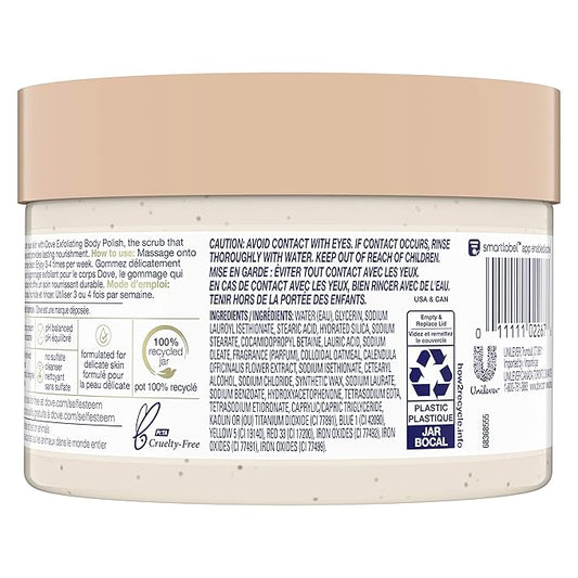 Dove Scrub for Silky Skin Oatmeal & Calendula Oil Body Scrub Exfoliates & Gives Lasting Nourishment 10.5 oz 4 Count