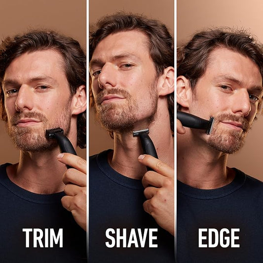 King C. Gillette Men's All-in-One Styler Cordless Stubble Trimmer with 4D Blade and 3 Interchangeable Combs, Waterproof, Beard Trimmer, Beard Care, One Blade Lasts 6 Months