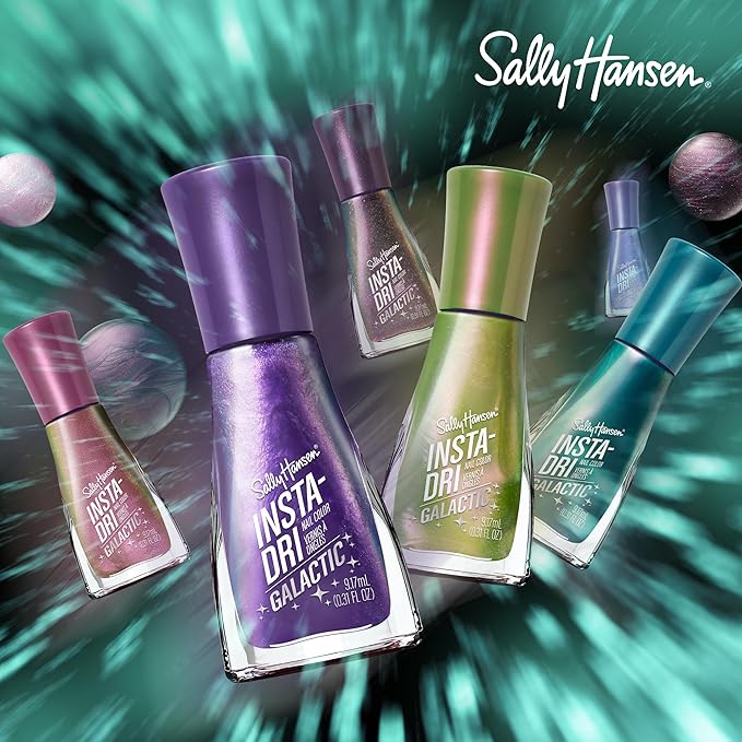 Sally Hansen Insta-Dri Galactic, Astro-Nautical, Quick Dry, Long Lasting, Semi Opaque, Shimmery Blue Nail Polish