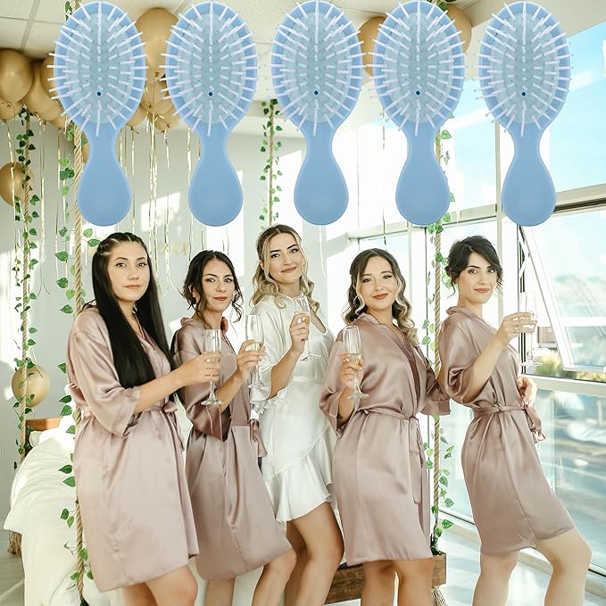 Bridesmaid Proposal Gifts 8pcs Mini Travel Brush bachelorette party accessories Cute hair Brush for Wedding Party Favors for Wedding Party Favors (Pink, 12pcs)