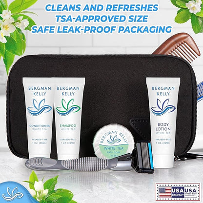 BERGMAN KELLY - Hotel Soap Bars - White Tea, 0.5 oz, 200 PK - Travel Size Luxury Bulk Amenities Bar Soap, Mini Individually Wrapped Round Soap - Small Toiletries for Airbnb, Motel, Guest Bathroom