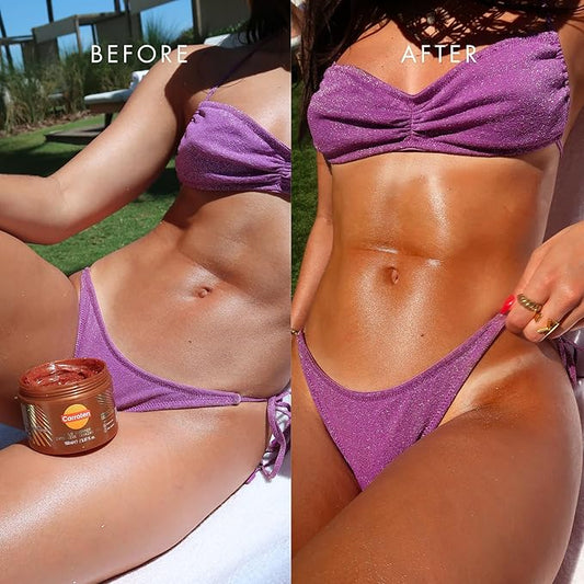 Carroten Gold Shimmer Intensive Tanning Gel | Browning Tan Accelerator | Non-Greasy, Water-Resistant with Carrot and Coconut Oil | Vitamin A & E For Moisture & Hydration | 5 Fl Oz + Spatula
