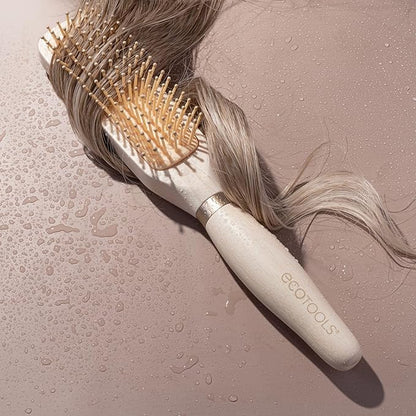 EcoTools Curl Activating Detangler Hairbrush, Gently Detangle Wet Hair, Style, Define, & Enhance Curly & Wavy Hair, Less Hair Breakage & Fall Out, Renewable Bamboo, Vegan & Cruelty-Free, 1 Count