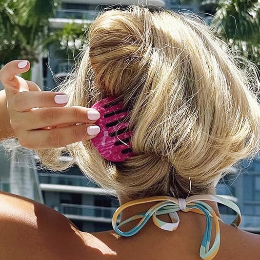 Camila Paris CP3412 French Hair Side Comb Small Rounded, Purple, Handmade French Twist Hair Combs, Strong Hold Hair Clips for Women Bun Chignon, No Slip Styling Girls Hair Accessories Made in France
