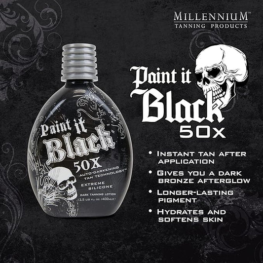 LOT of 2 Millennium PAINT IT BLACK 50X Bronzer Indoor Dark Lotion Tanning Bed by Millennium Tanning Products