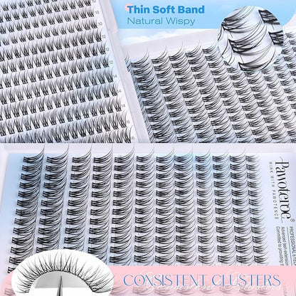 Pawotence Lash Clusters Kit Wispy Lash Extension Kit Natural 180pcs Cluster Eyelash Extensions Kit Individual Lashes 8-16mm Eyelash Clusters Kit with Lash Cluster Bond Seal and Lash Tweezers