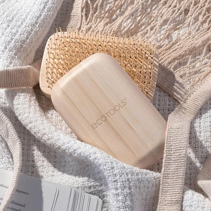 EcoTools Travel Detangler Hairbrush, Gently Detangle & Smooth Hair, Brush For Wet Or Dry Hair, Heat Resistant, Mini Renewable Bamboo Hairbrush For Styling On-The-Go, Vegan & Cruelty-Free, 1 Count