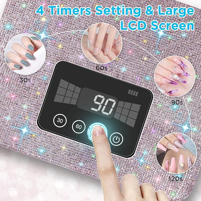 Cordless uv nail lamp, rechargeable