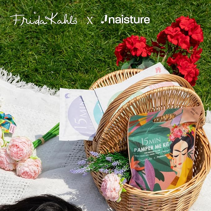 Frida Kahlo 15 Min Pamper Me Kit by Naisture – Korean Spa Kit for Women with Hair, Hand, Foot, Eye, and Face Masks