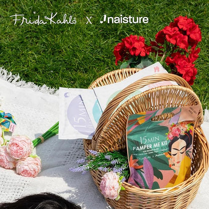Frida Kahlo 15 Min Pamper Me Kit by Naisture – Korean Spa Kit for Women with Hair, Hand, Foot, Eye, and Face Masks