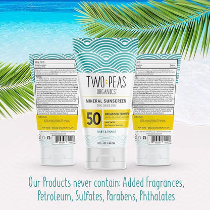 All Natural Organic SPF 50 Sunscreen Lotion - Coral Reef Safe - Baby, Kid & Family Friendly - Chemical Free Mineral Based Formula - Waterproof & Unscented (2)