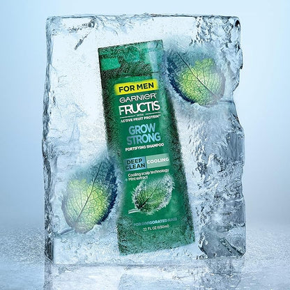 Garnier Hair Care Fructis Deep Clean Grow Strong Cooling Shampoo for Men for Invigorated Hair, 22 Fl Oz