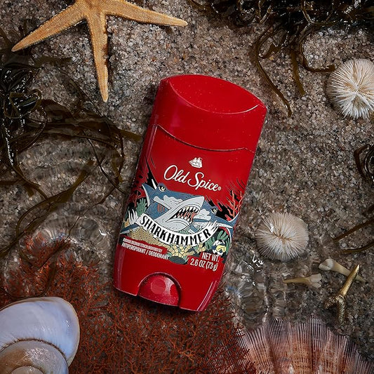 Old Spice Aluminum Free Deodorant for Men, 24/7 Odor Protection, 24/7 Freshness & Lasting Scent, Goes on Clear, Sharkhammer Scent, 2.6 oz (Pack of 6)