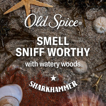 Old Spice Aluminum Free Deodorant for Men, 24/7 Odor Protection, 24/7 Freshness & Lasting Scent, Goes on Clear, Sharkhammer Scent, 2.6 oz (Pack of 6)