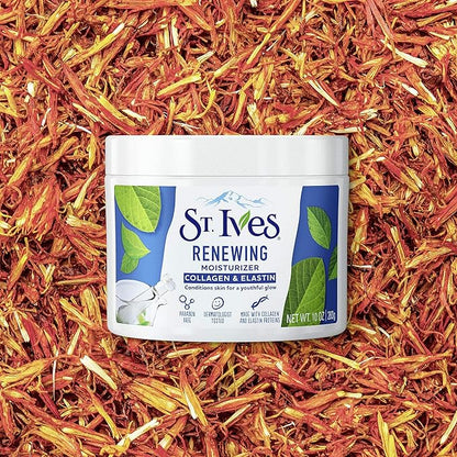 St. Ives Face Moisturizer Cream, Collagen and Elastin, Renewing Facial Moisturizer for Women, Paraben Free, Dermatologist Tested Daily Moisturizing for Dry Skin Cruelty Free, 10 oz (Pack of 2)